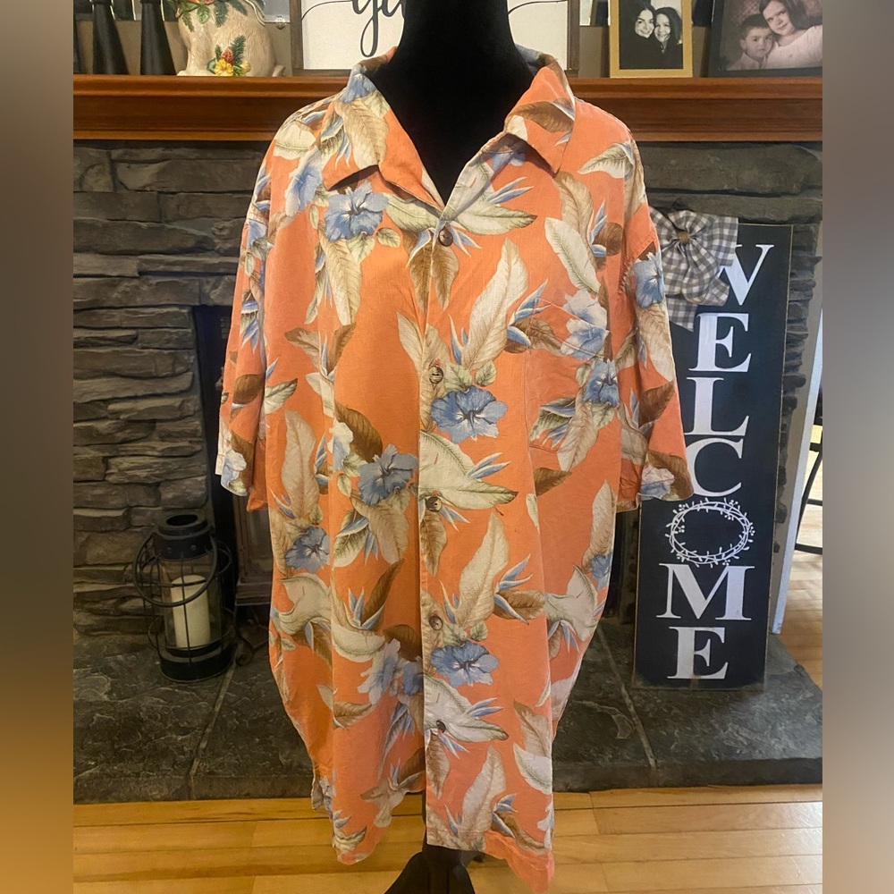 Tommy Bahama Silk Coral Floral Camp Shirt